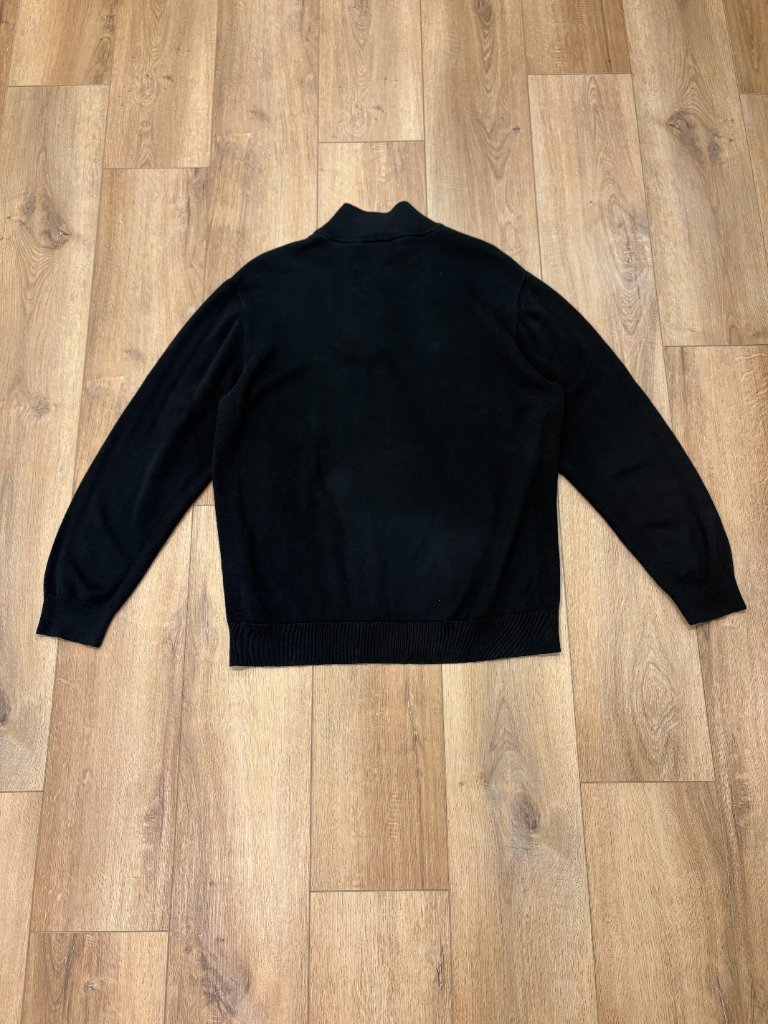 Lacoste Men's Cotton 1/4 Button Mock Neck Sweater Black Sz 7 Or Xl — image 8 of 8